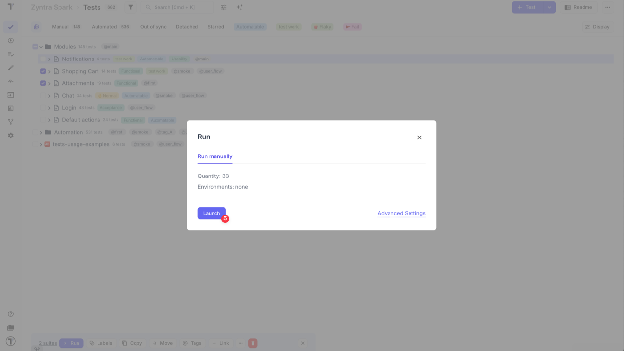 Testomat.io - add several suites from Tests page