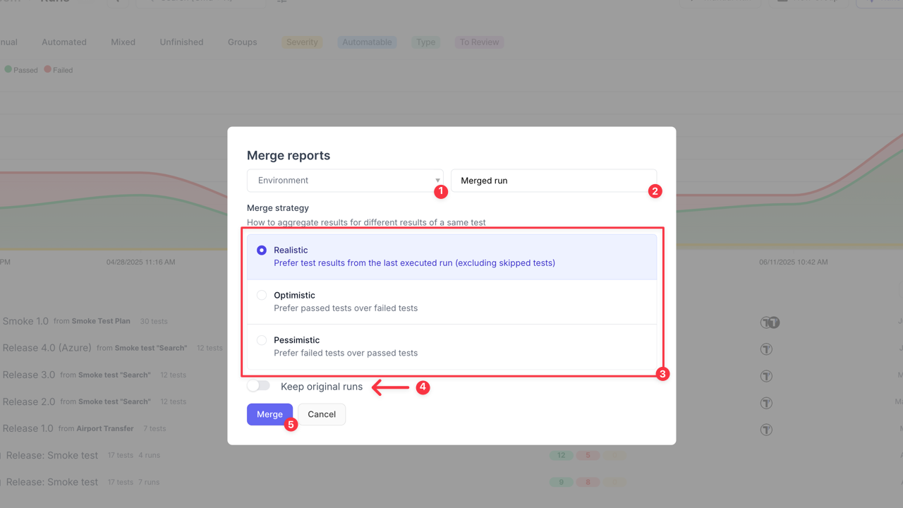 Testomat.io - merge runs steps